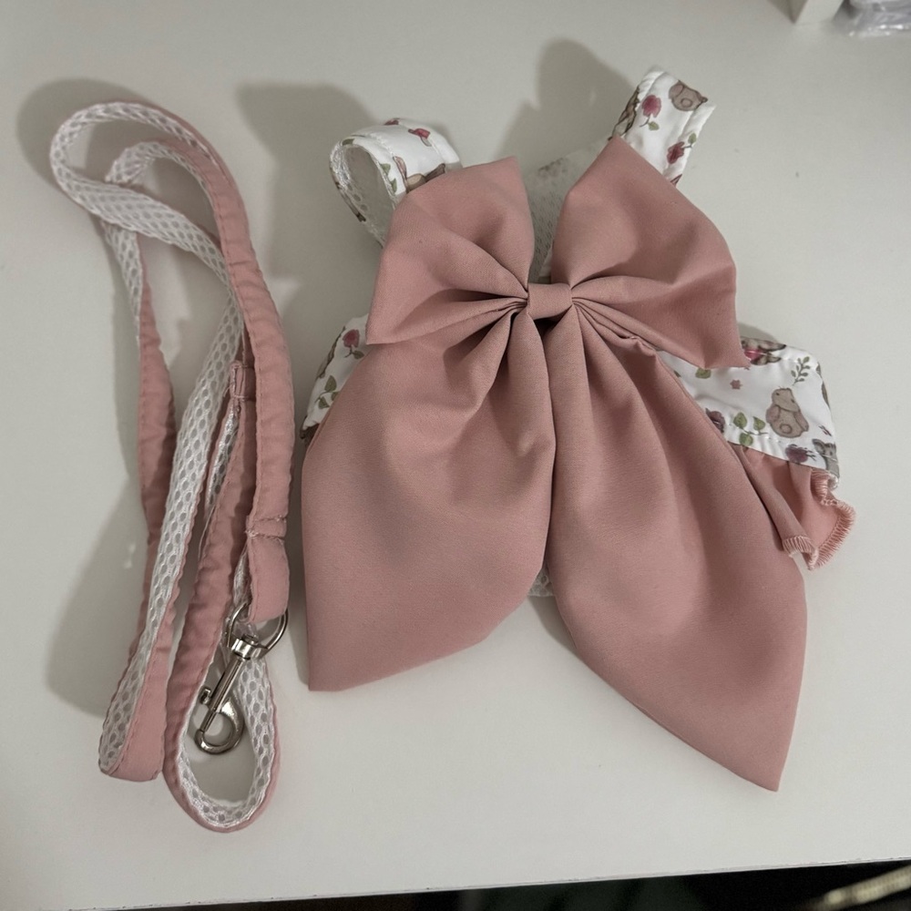 Pink Bow Pet Harness with Leash